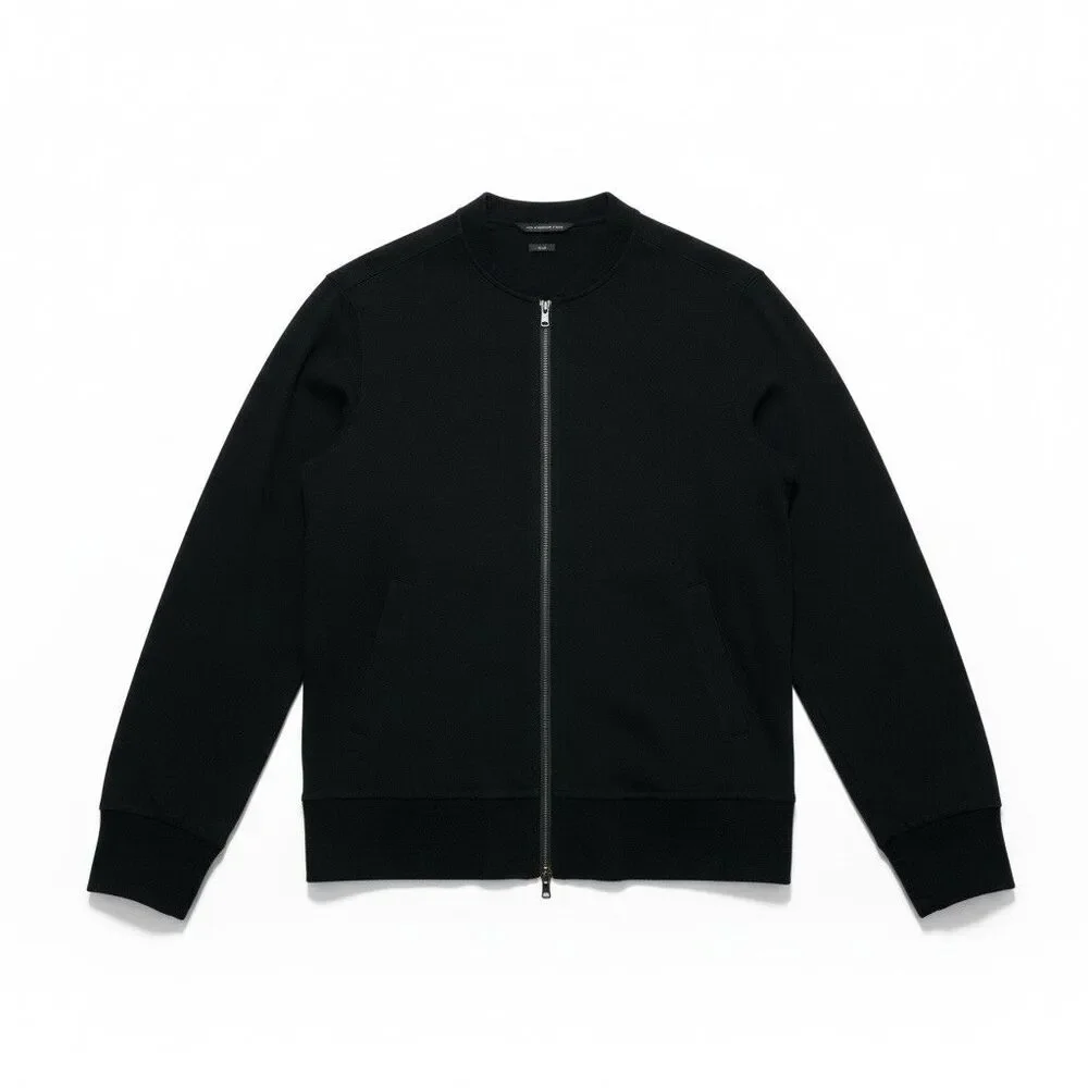 John Varvatos Star Black Bomber Jacket Peru Cotton Men’s‎ Dual Expanding Zipper